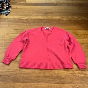 𝅺THE Loft • hot pink wool blend  cropped sweater • oversized size XS • 4/$20